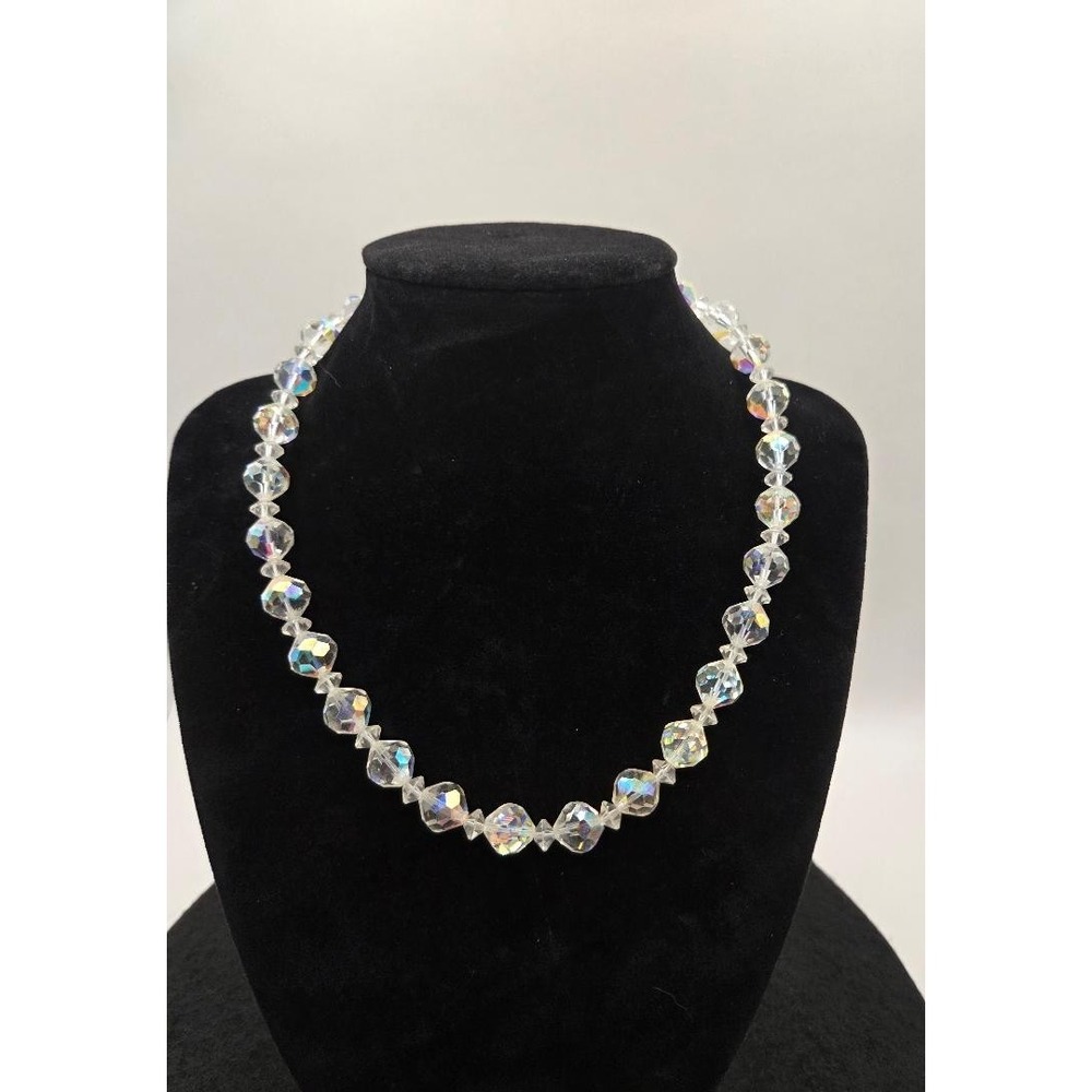 Beautiful Iridescent Aurora Borealis Crystal Beaded Necklace